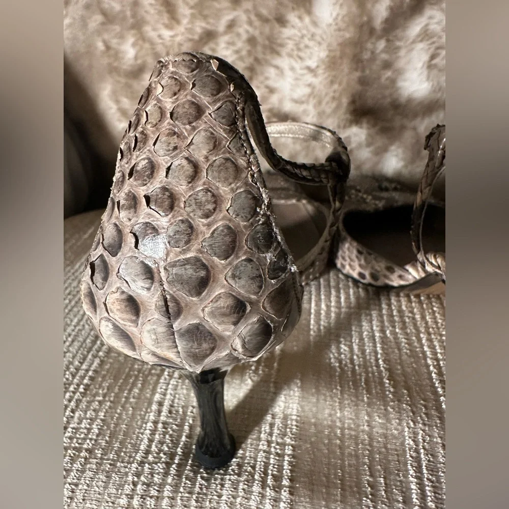 Stuart Weitzman for Mr. Seymor Vintage Snakeskin Strappy Heels - Picture 5 of 11